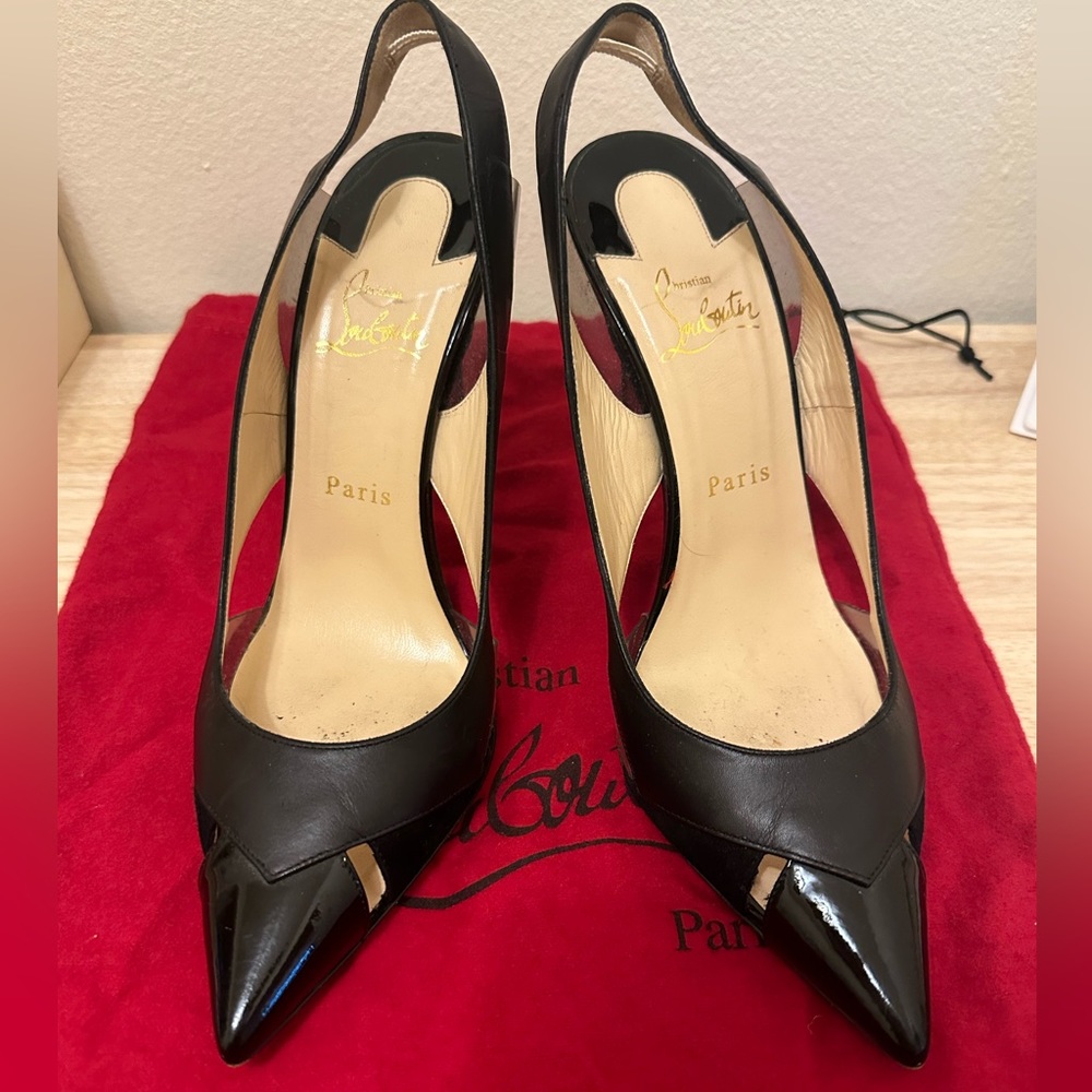 Christian loubiton black sling back pvc size 39 great condition
